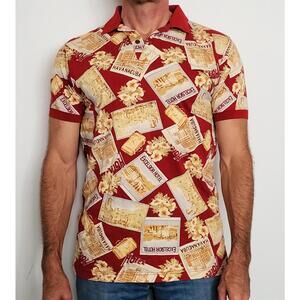 Chaps Ralph Lauren Men’s Small Polo Shirt Red Havana Print